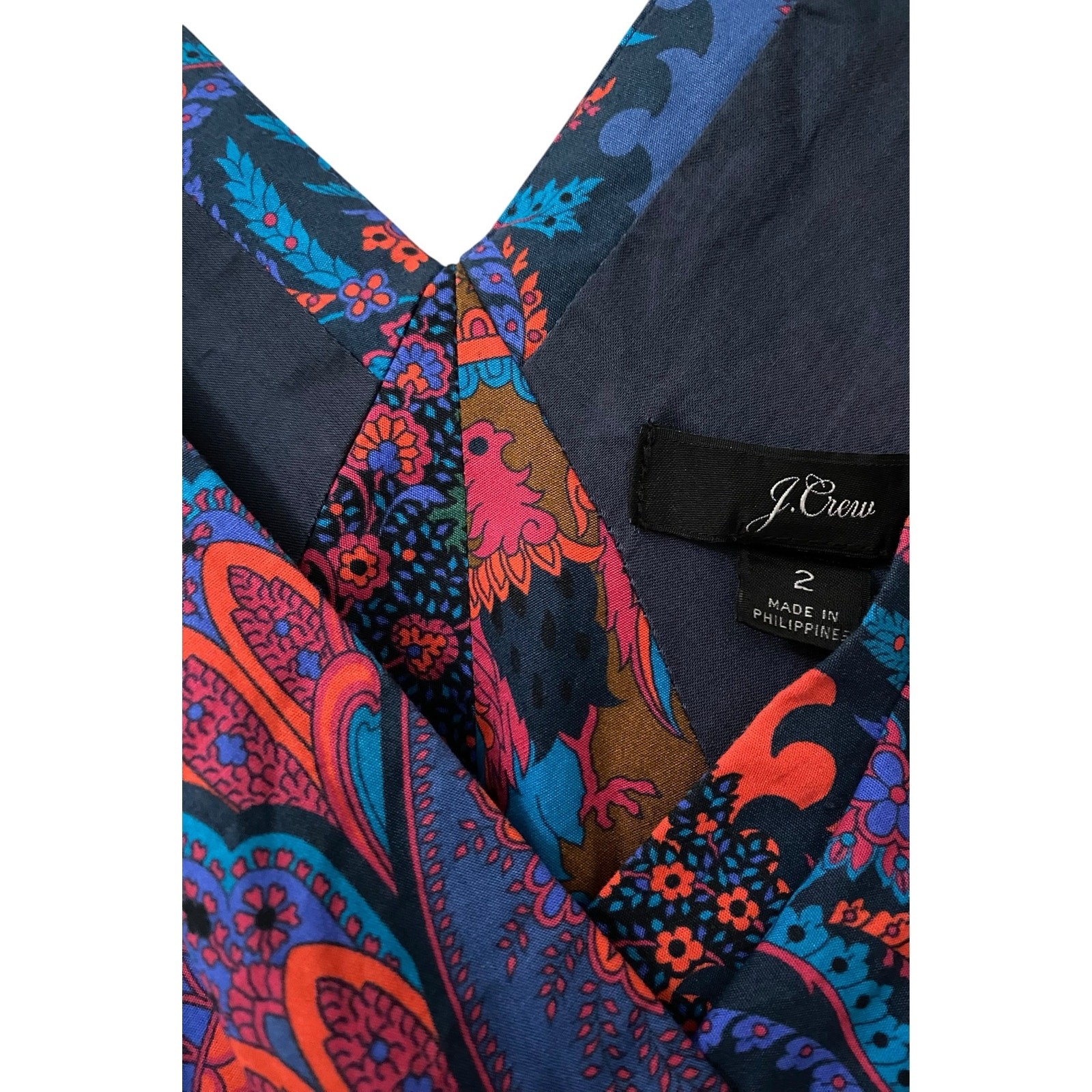 J. Crew Paisley Print Maxi Dress US 2 Tiered Ratti Scarf Colorful 100% Cotton