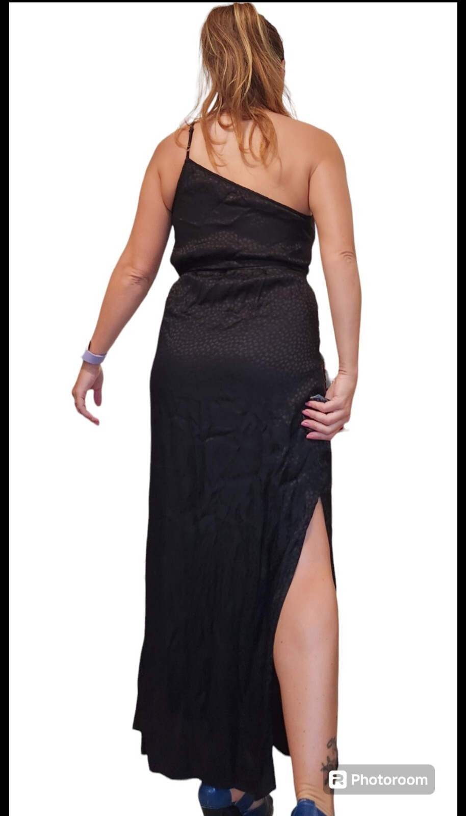 BCBGMAXAZRIA Satin One Shoulder Slip Dress XXS Black Cocktail NEW Maxi Whimsy