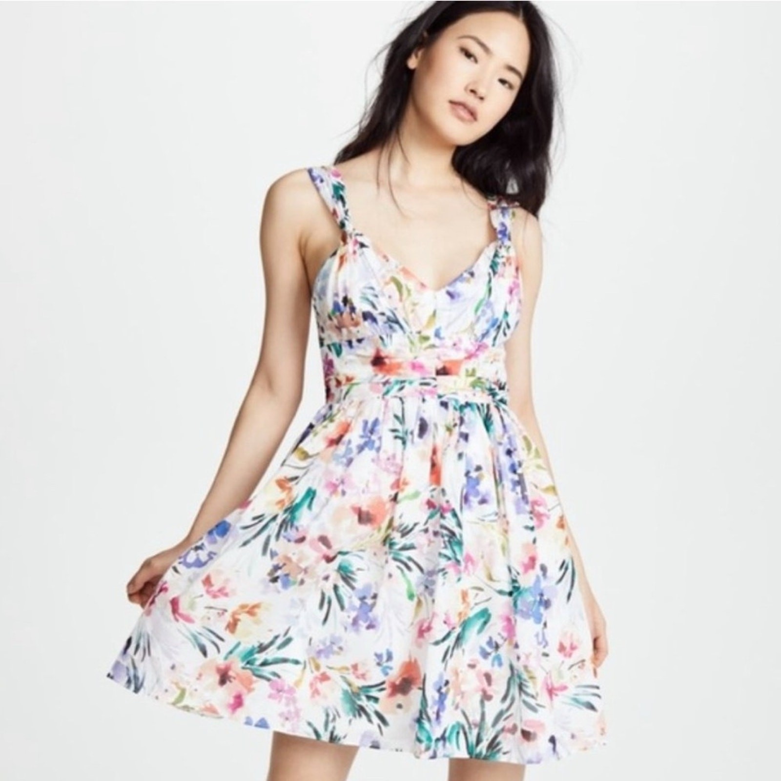 Amanda Uprichard NWT Multicolor Floral Mini Tank V Neck Mermaid Dress L Large