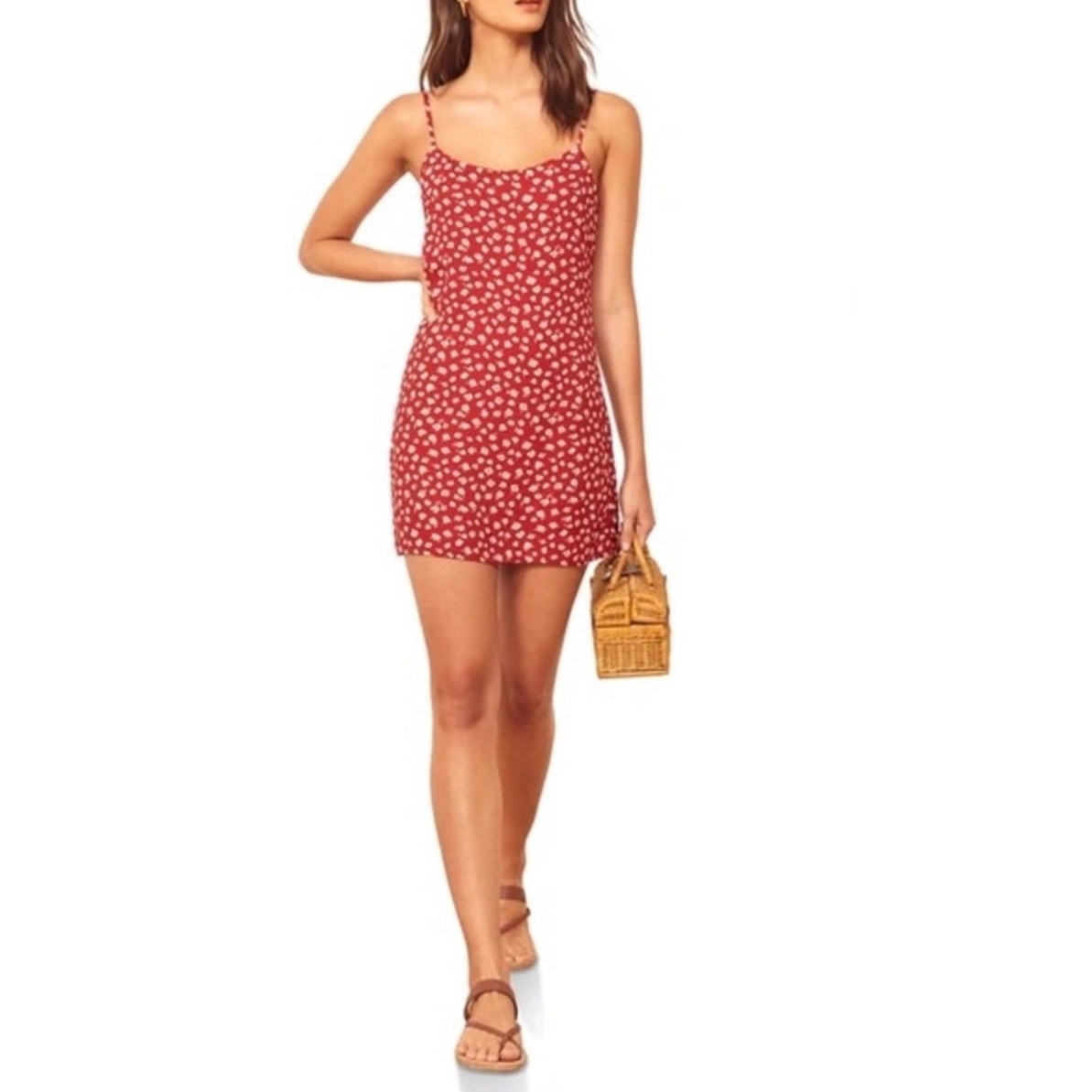 Reformation Lindsay Mini Slip Dress Red Florals Size 2