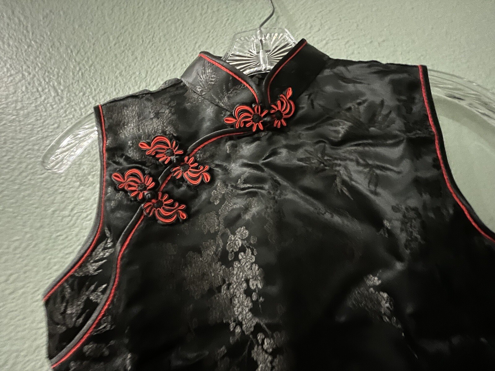 GORGEOUS BLK BROCADE SILKY FABRIC MANDARIN CHINA DOLL CLUB WEDDING PARTY-DRESS