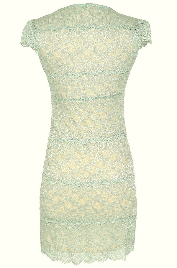Ark & Co. Women’s Scalloped Hemline Sage Lace Bodycon Dresses Size S, M, L