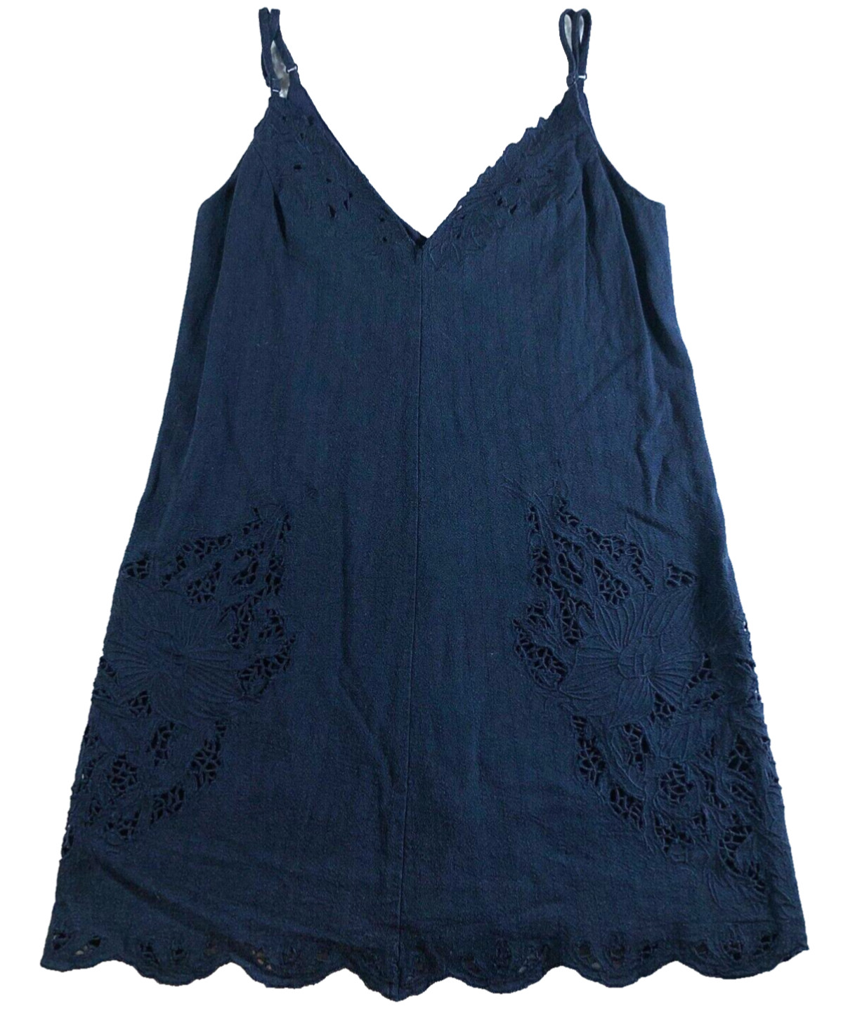 ASTR the Label Womens Linen Blend Marlena Slip Dress Size XS Blue Eyelet Lined