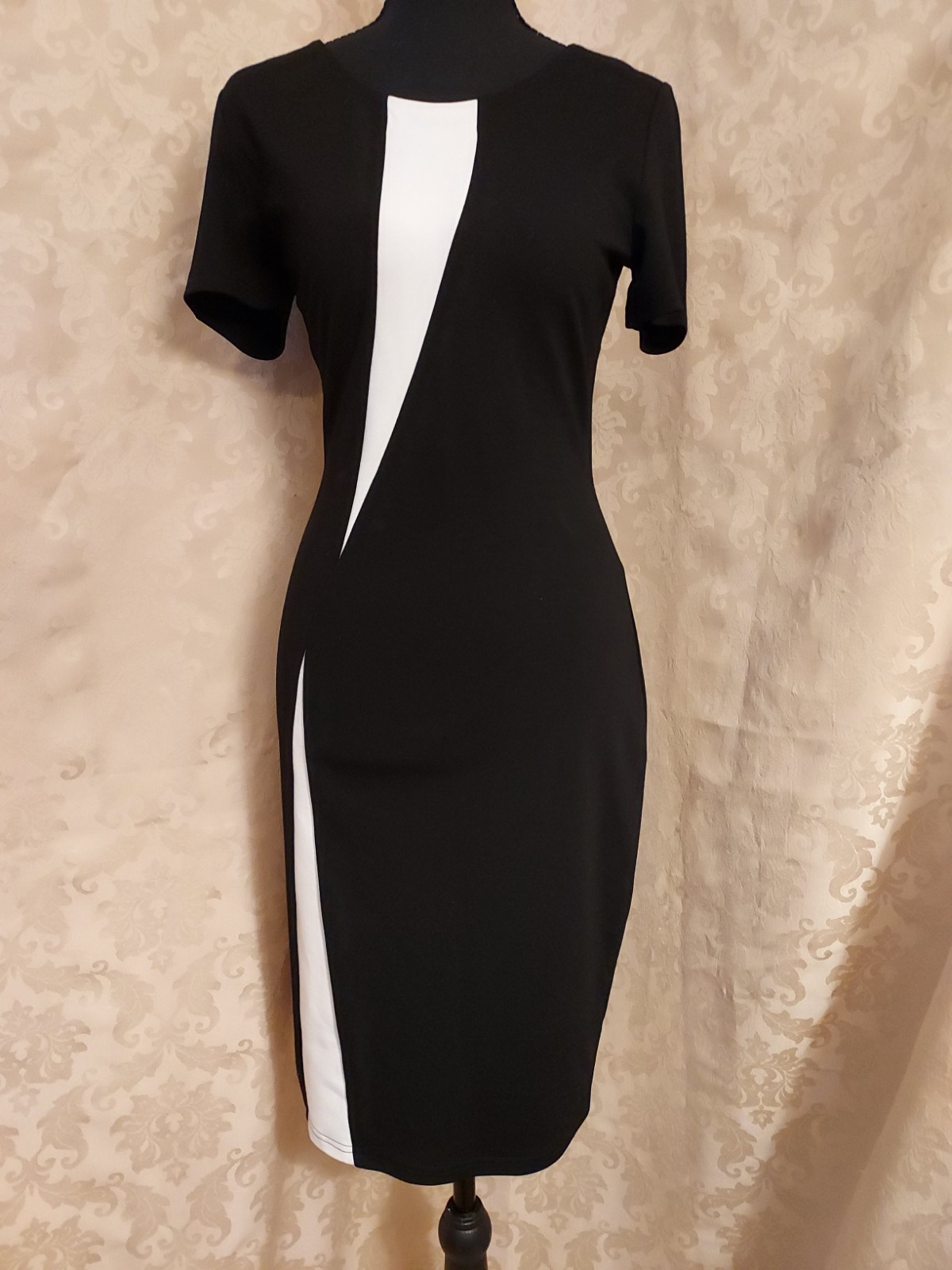 WOOSEA NWT Flattering Black White Colorblock Pencil Dress/Bodycon Midi Size S