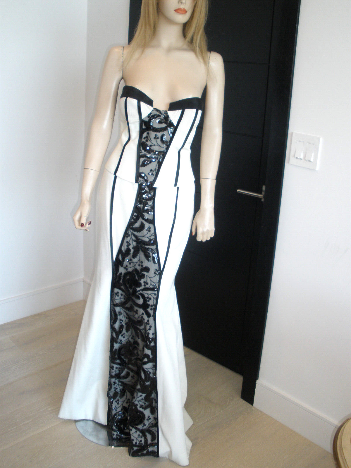 NEW $3K GLAMOUROUS JOHN PAUL ATAKER 2PC BUSTIER SEQUIN DRESS GOWN 6