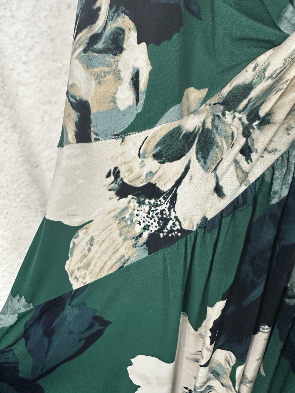 Calvin Klein Womens Floral Drop Waist Jersey Dress Sz 4 Sundress Green Midi