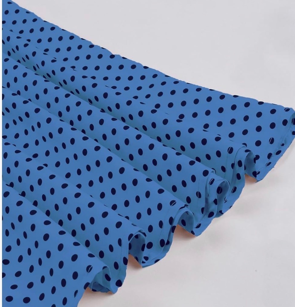 Women’s 1950s Retro Polka Dot Swing Dress Blue Black Rockabilly Pin Up Sz S