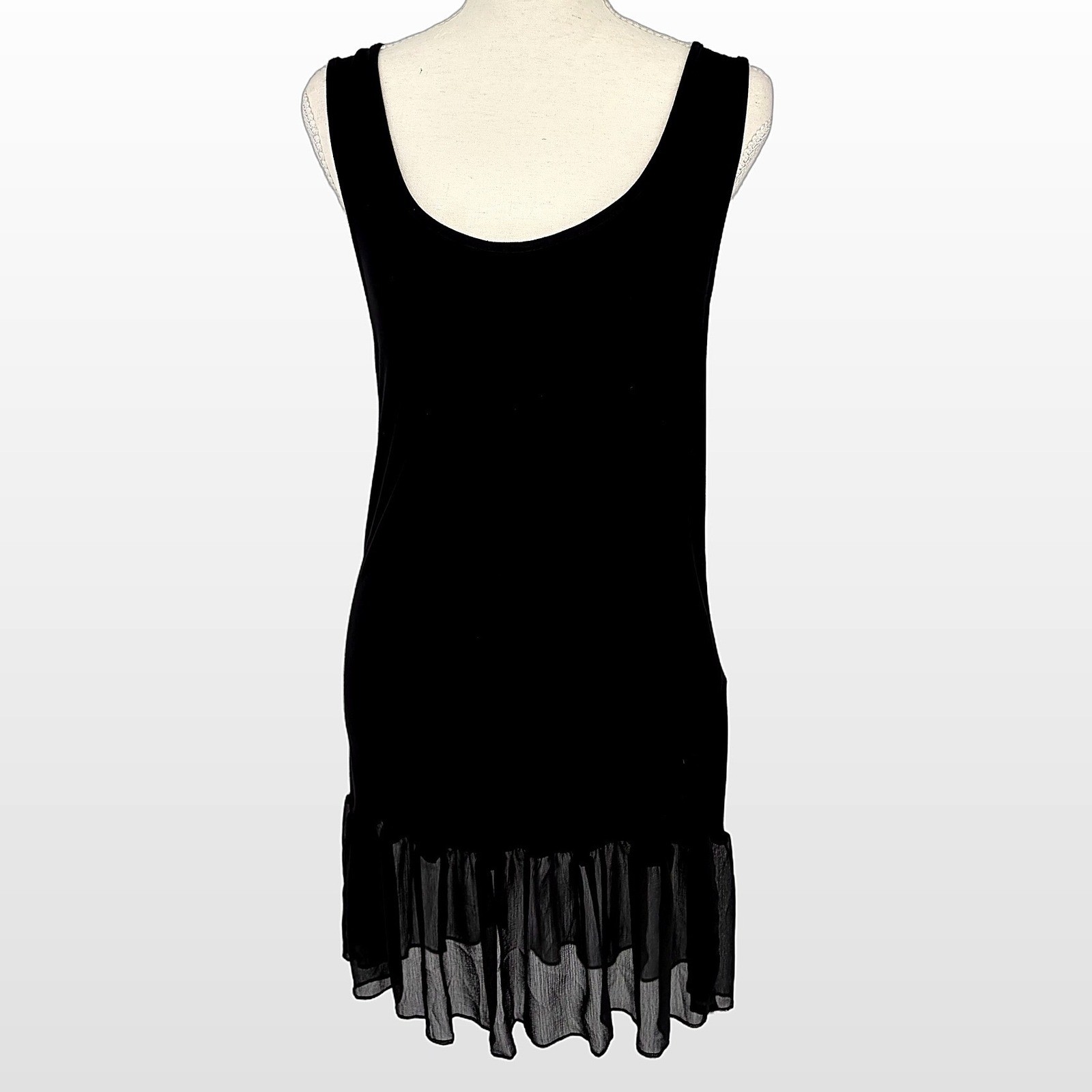 Fantazia Chiffon Hem Mini Dress S Black Cotton Blend Goth 90s Grunge Whimsigoth