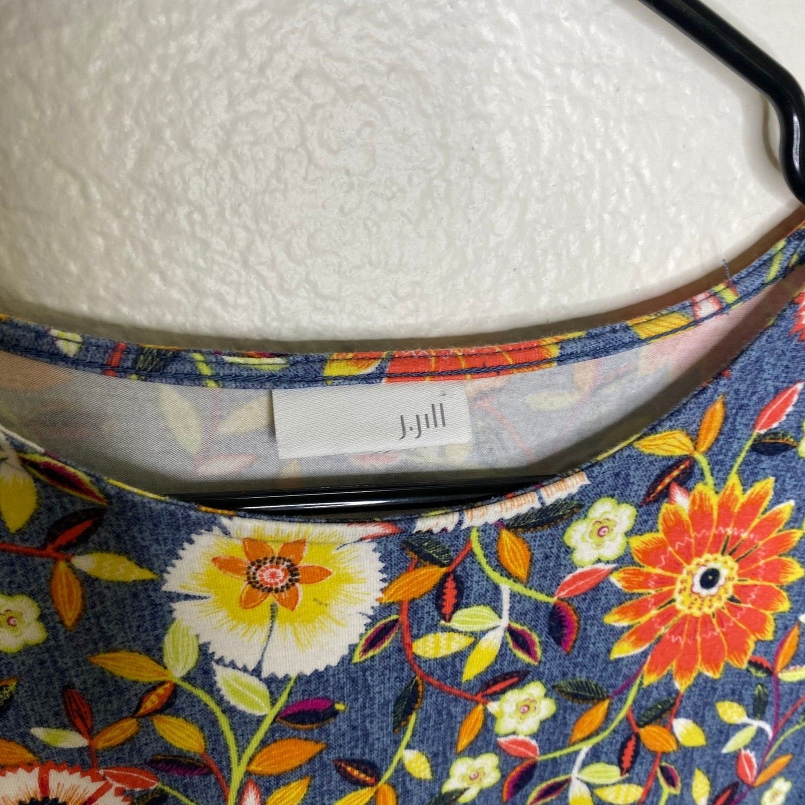 J Jill womens artsy fairy floral midi dress stretch pockets summer mature L