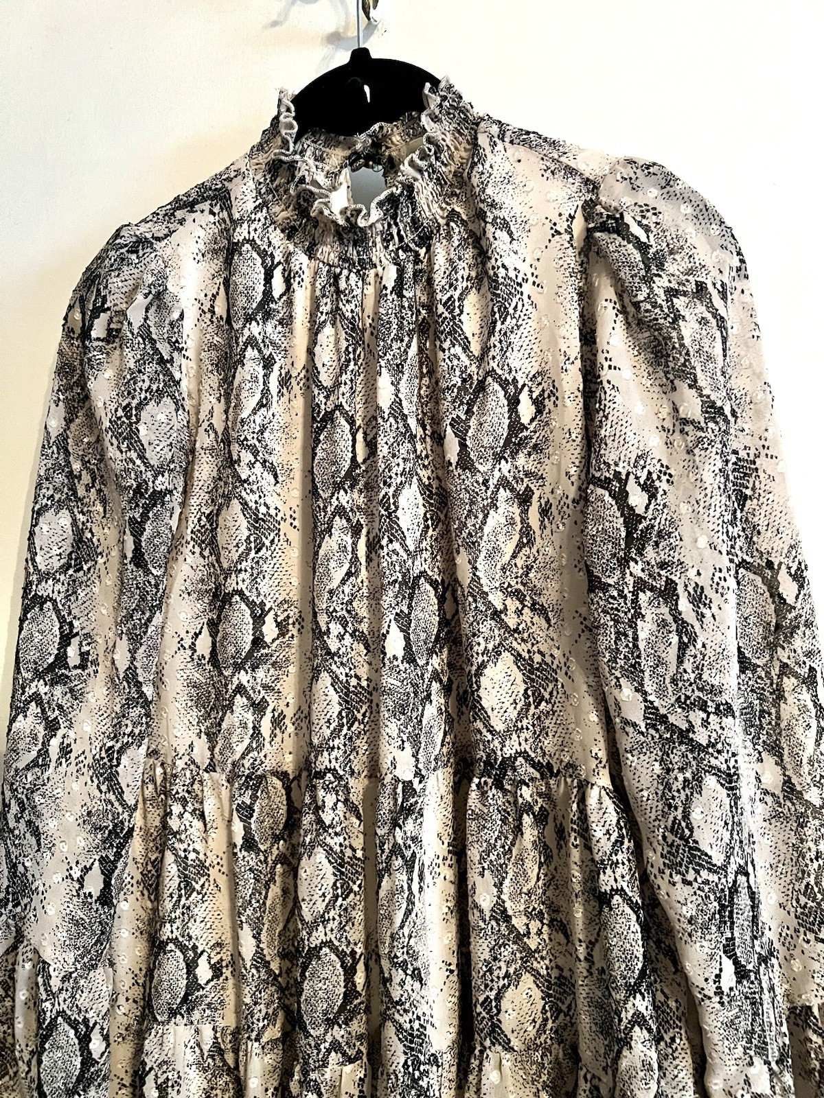 Altar’d State Snake Print Beige Black Long Sleeve Dress Size Small