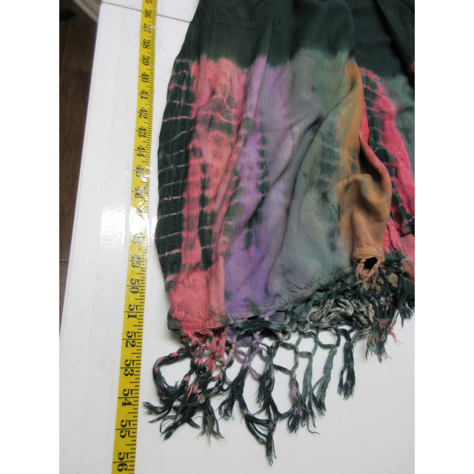 Vintage Raiment Fashions Dress Womens One Size Fringe Tie Dye Lagenlook Artsy