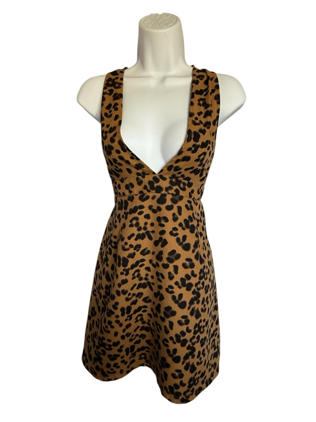 Cheetah Leopard Print DressLow Cut Tank Dress Mini Skater Overall Women’s Size M