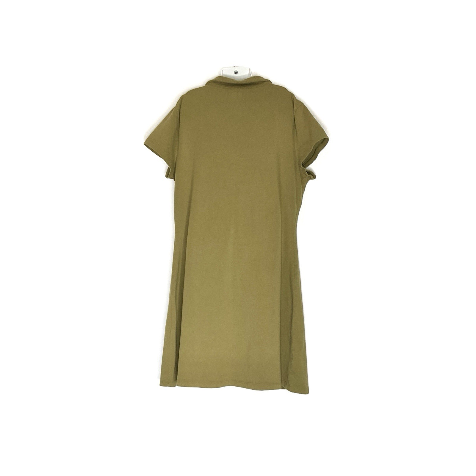 SO Women’s L Green Solid Shirt Dress Short Sleeve Collared Short Knit
