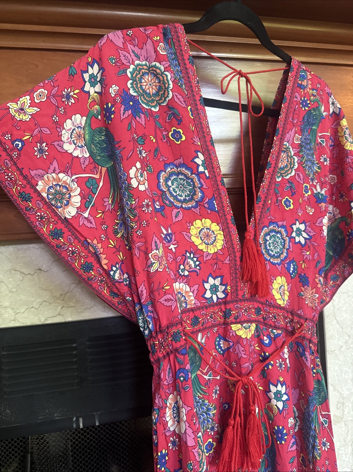 R. Vivimos Boho Red Floral Dress Sz. Medium