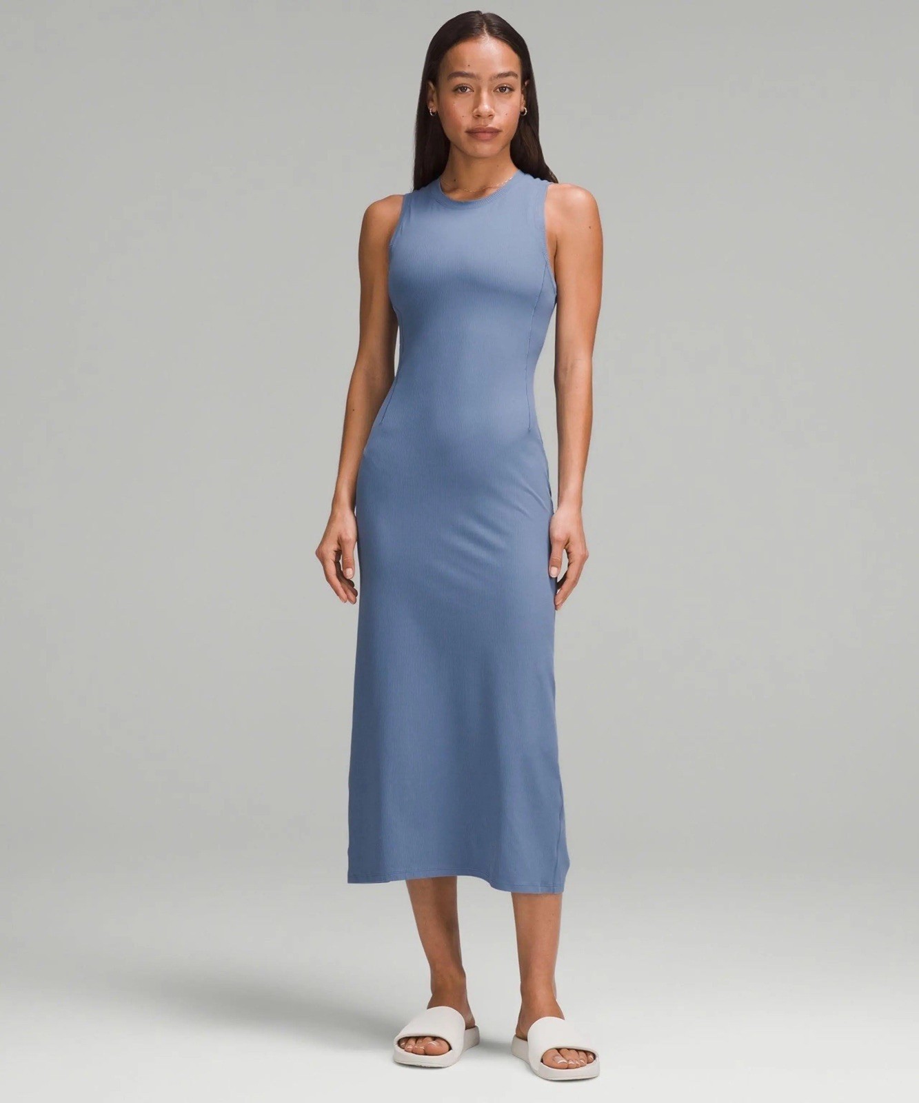 Lululemon All Aligned Ribbed Midi Dress, Oasis Blue, Size 8