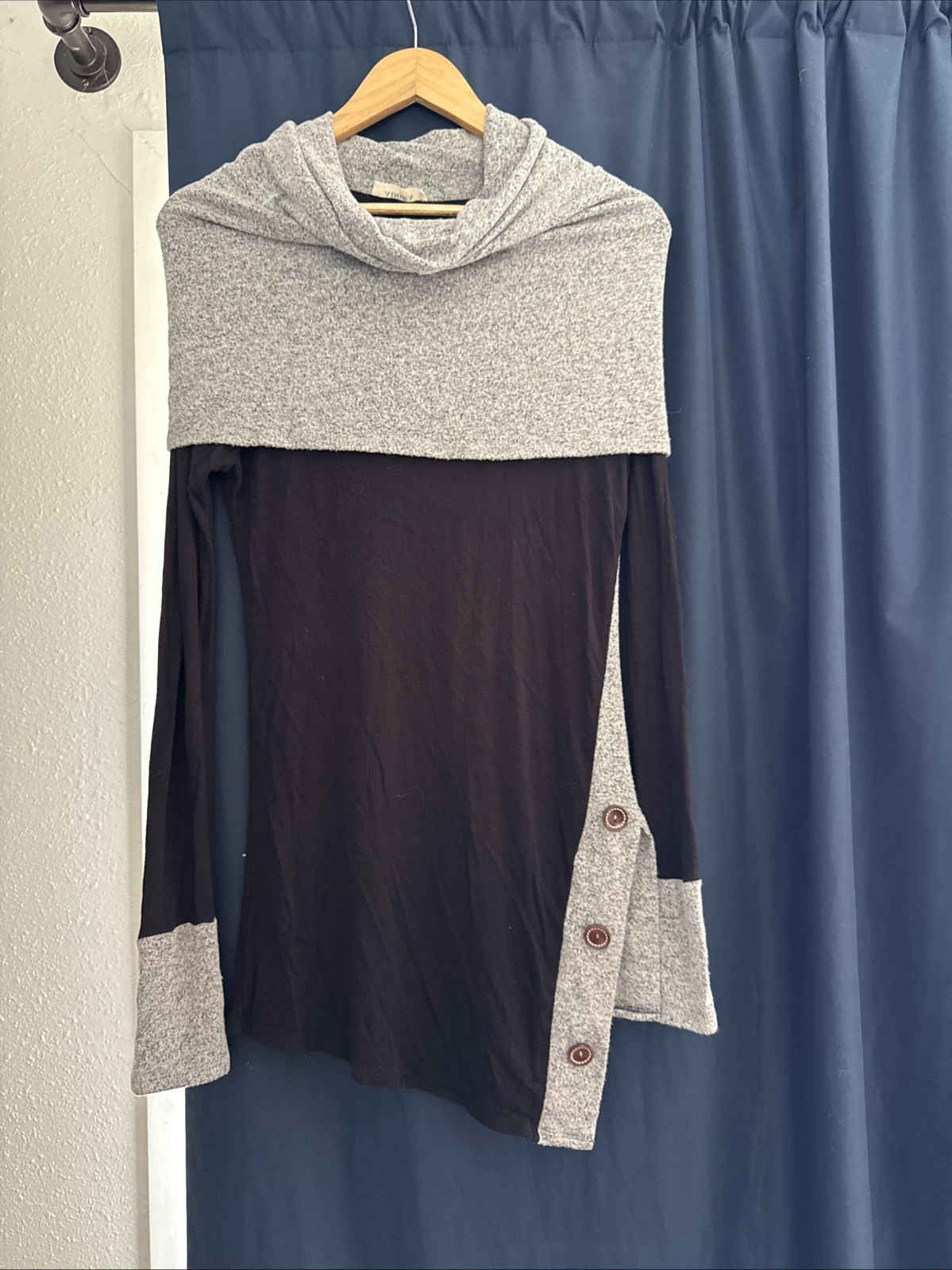 Adora Brand Sweater Dress with Cowl Neck Size Medium Gray and Black