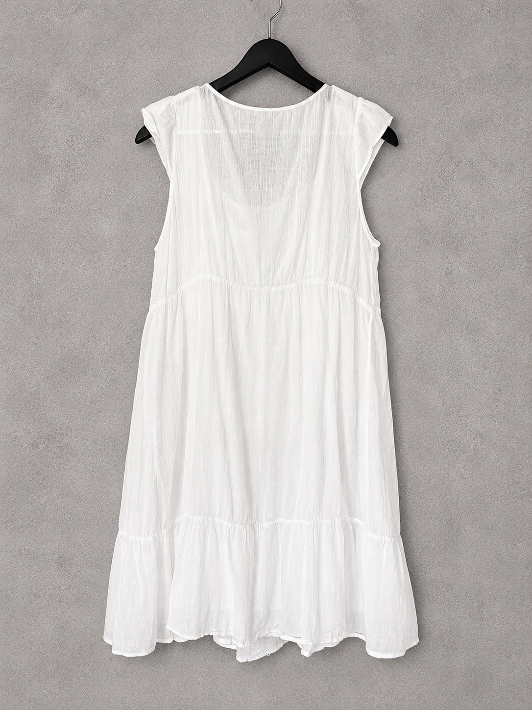 Sonoma White Cotton Gauze Boho Dress XL Yellow Embroidered Sleeveless Beach
