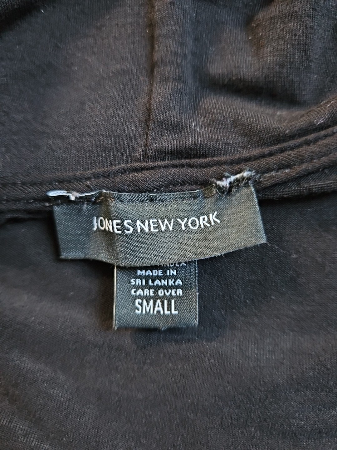 Jones New York Cover Up Dress Sz S Black Lightweight Jersey Hooded Pockets Swim