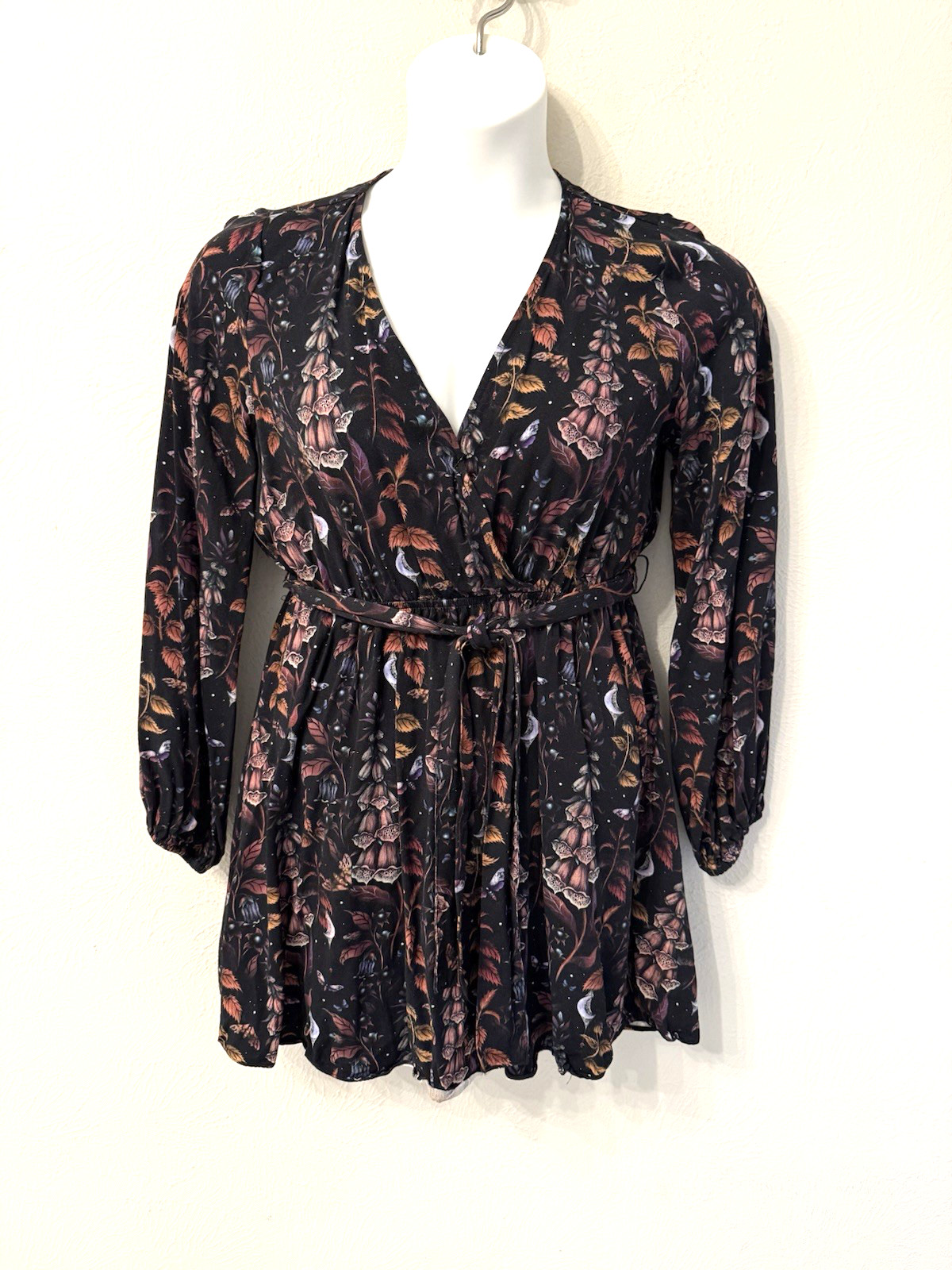 Disturbia Dress size 6 black long sleeve belted fairy goth whimsy grunge