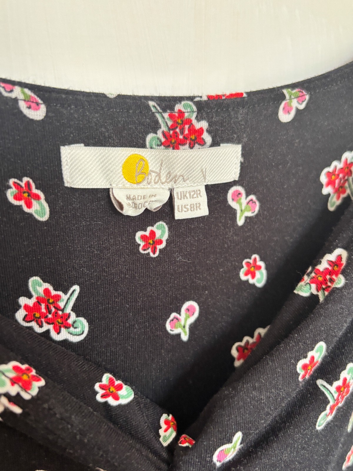 Boden Black Floral Midi Dress 12R – Sweetheart, Boho, whimsy, Summer, Jersey VGC