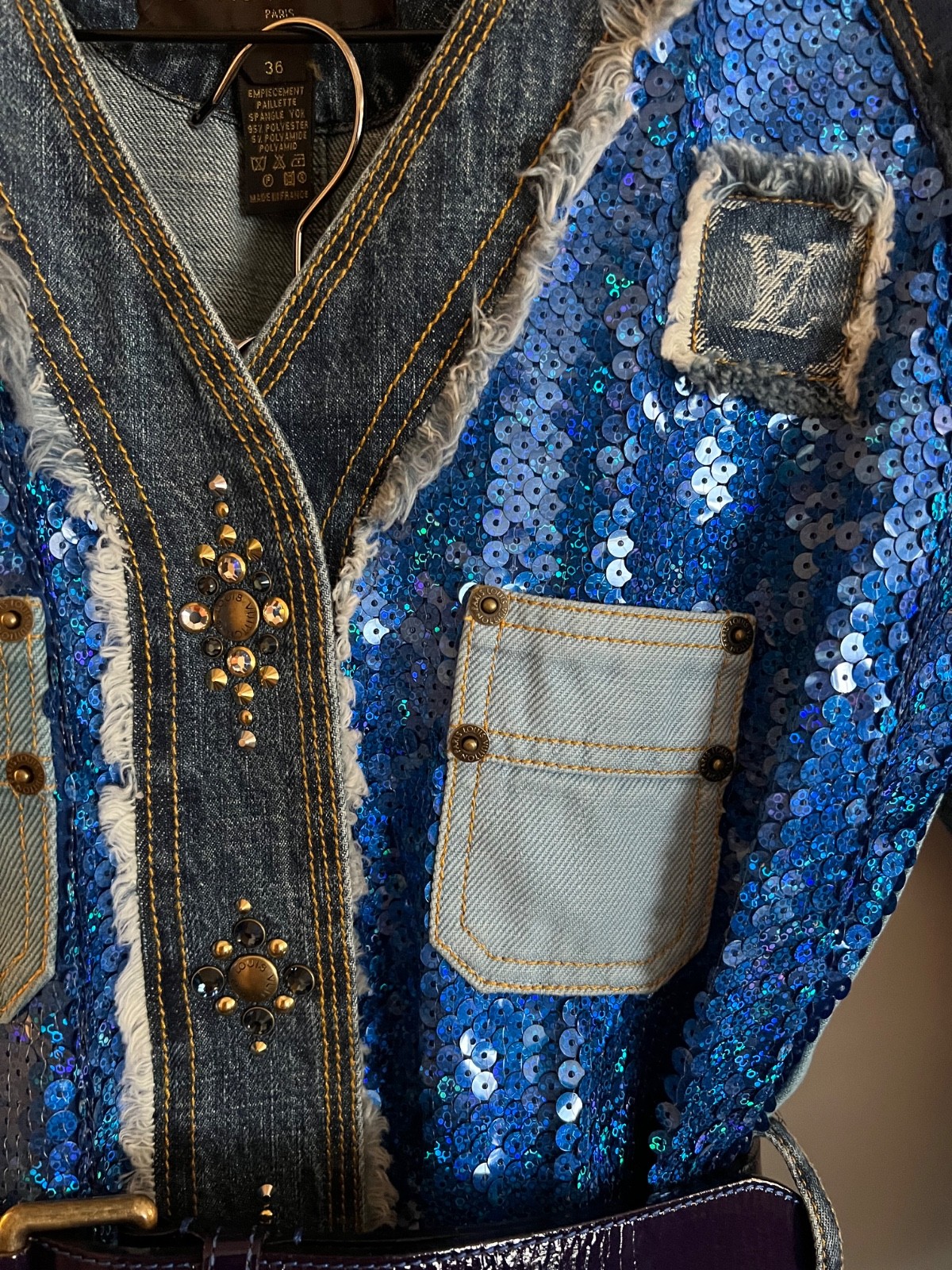 Louis Vuitton Runway Blue Sequin Ruffle Stunning Jacket/Skirt!!