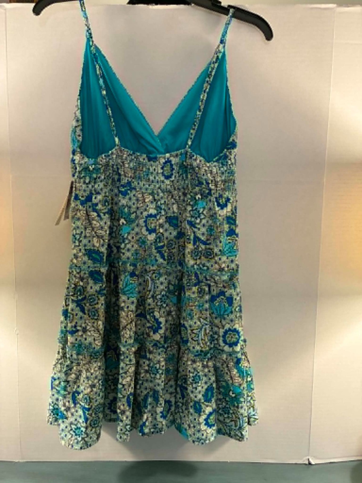 Speechless Teal Blue Floral Paisley Smocked Tiered Mini Dress XL