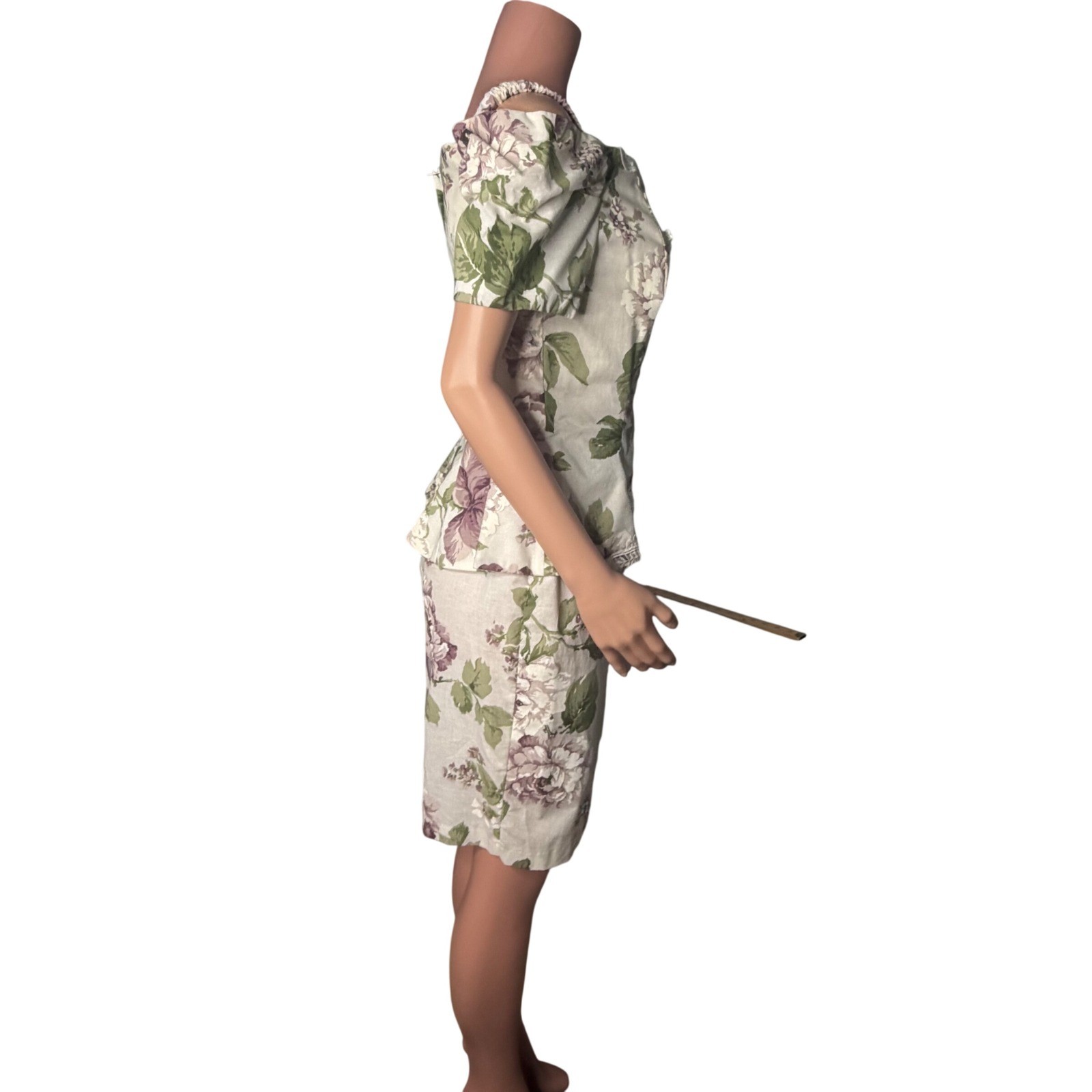 Scott McClintock Floral Peplum Dress Lace Applique Cottagecore Garden Party 10
