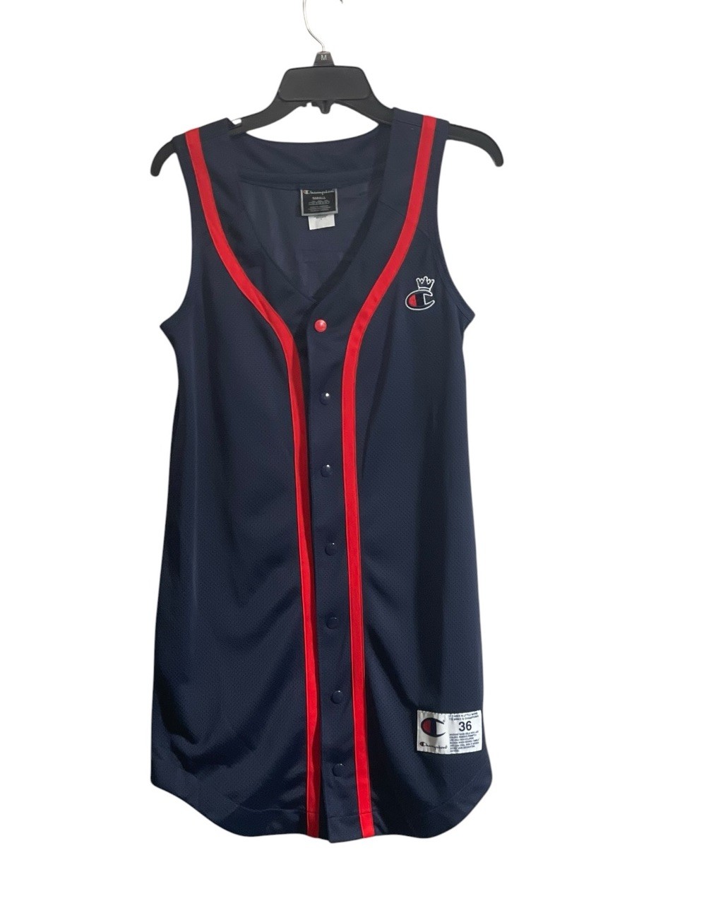 Champion Baseball Jersey Dress Mini Small Womens Mesh Sports Jersey #19 Navy