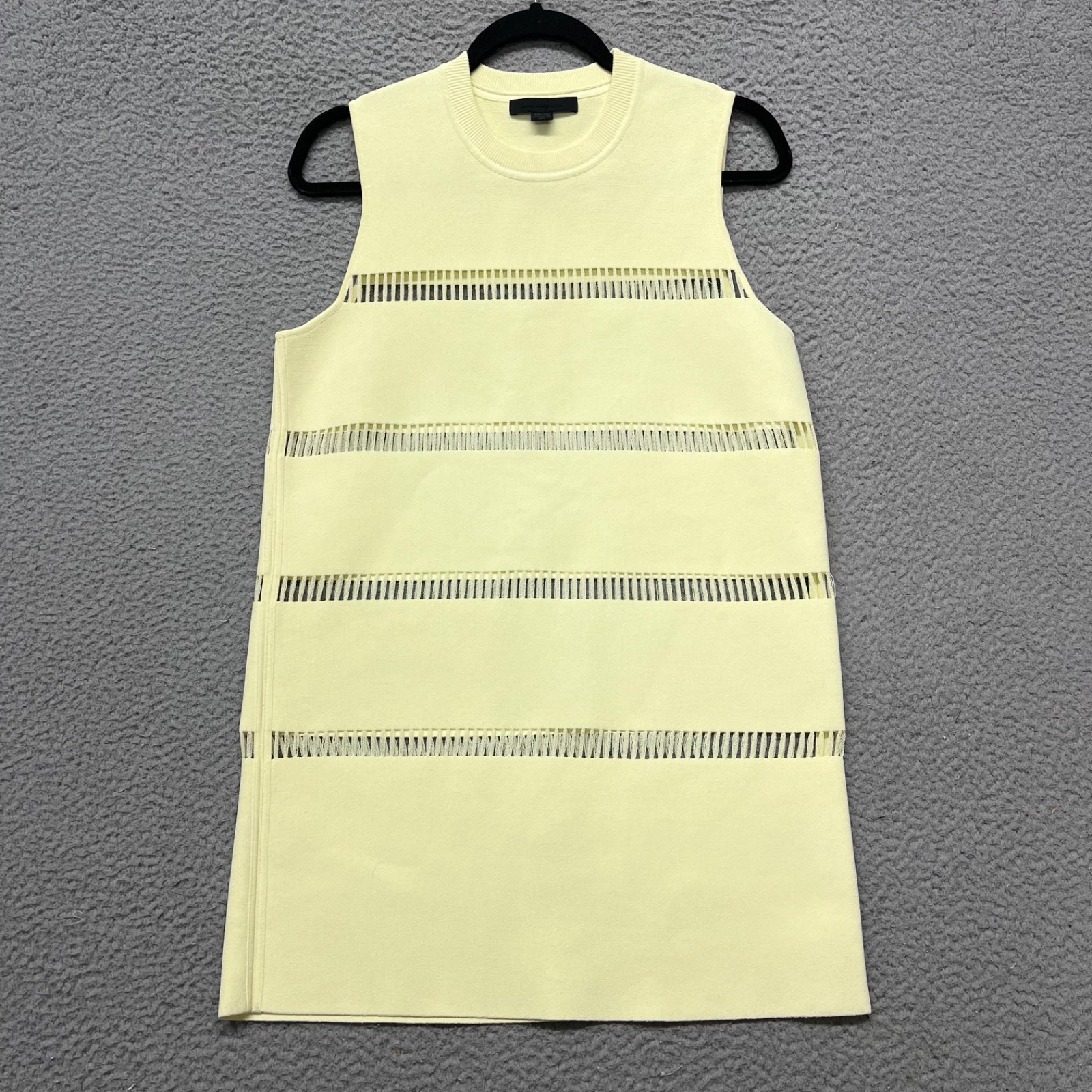 Alexander Wang Mini Dress Womens S Butter Yellow Italian Yarn Sheer Sheath