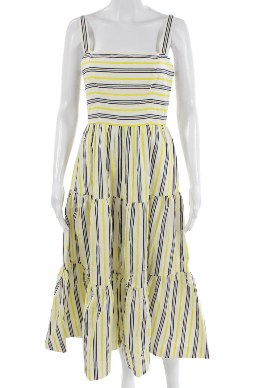 Jason Wu Women Fit & Flare Sundress White Square Neck Sleeveless Long Size 2