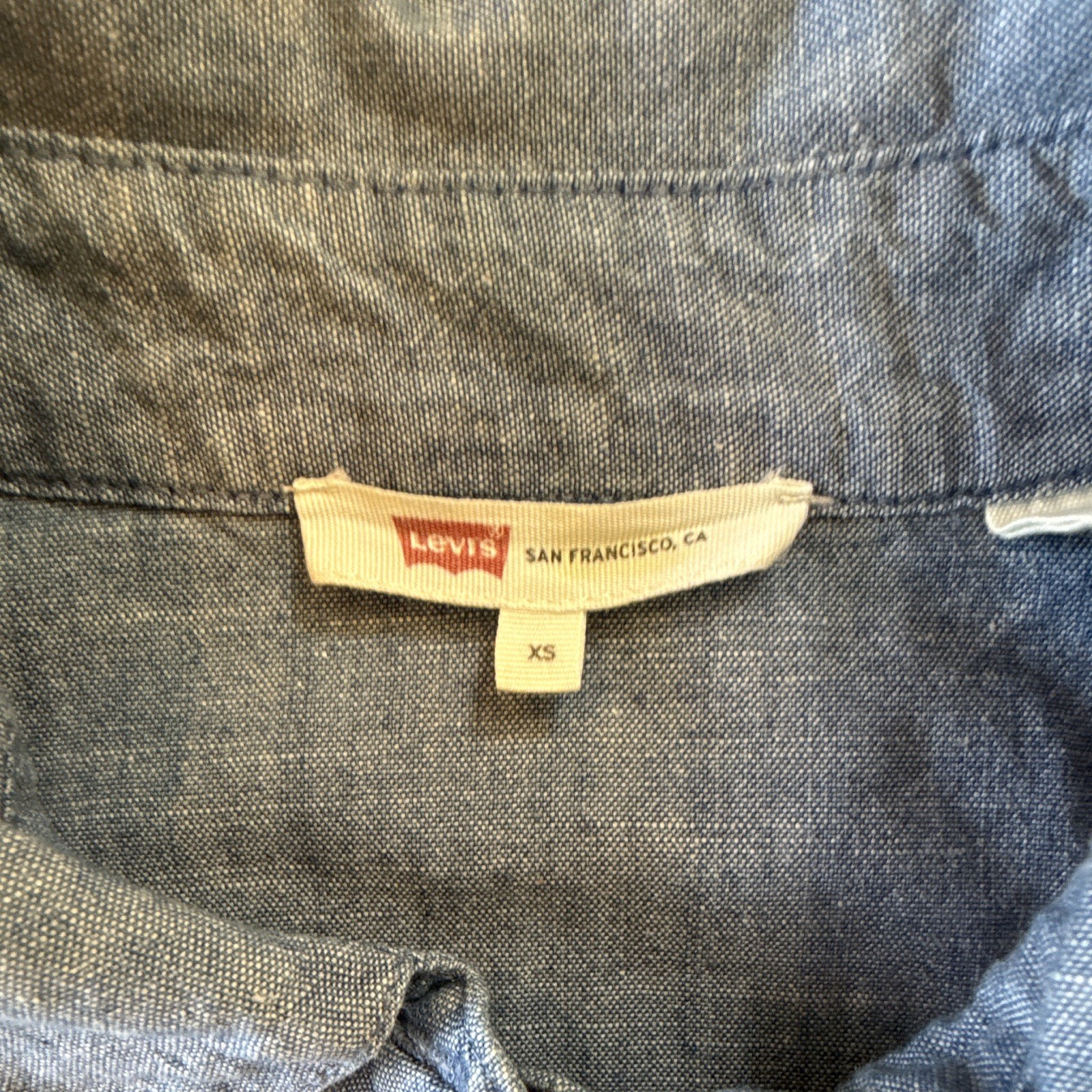 Levi’s Womens Chambray Shirt Dress Blue Button Front Cottagecore Western XS