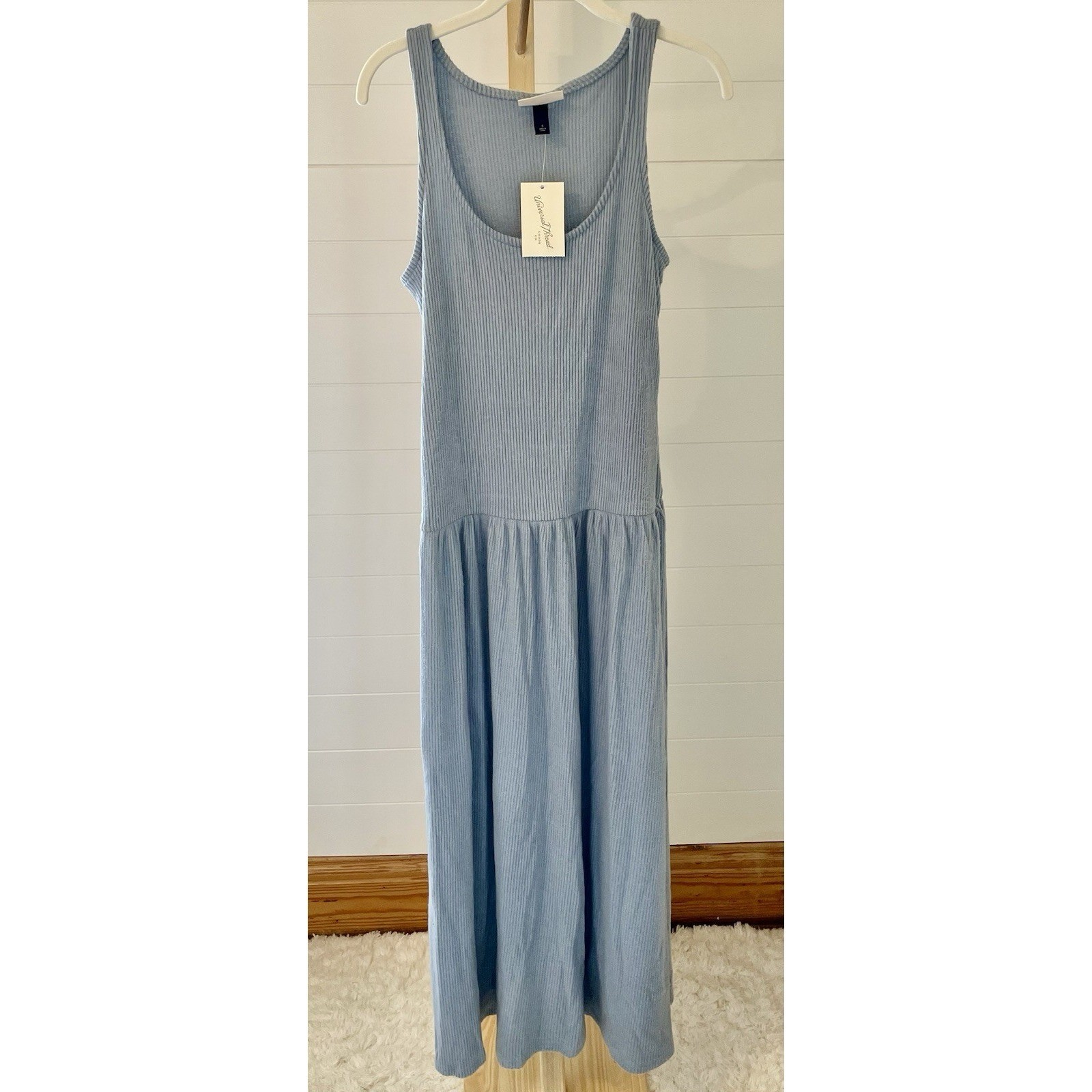 Universal Thread Women’s Drop Waist Knit Midi Slip Dress – Blue M