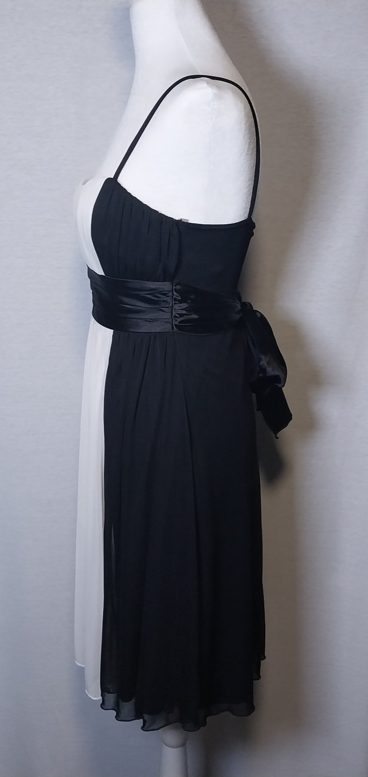 VTG Y2K City Triangles Black Cream Dress Medium Chiffon Babydoll Empire Waist