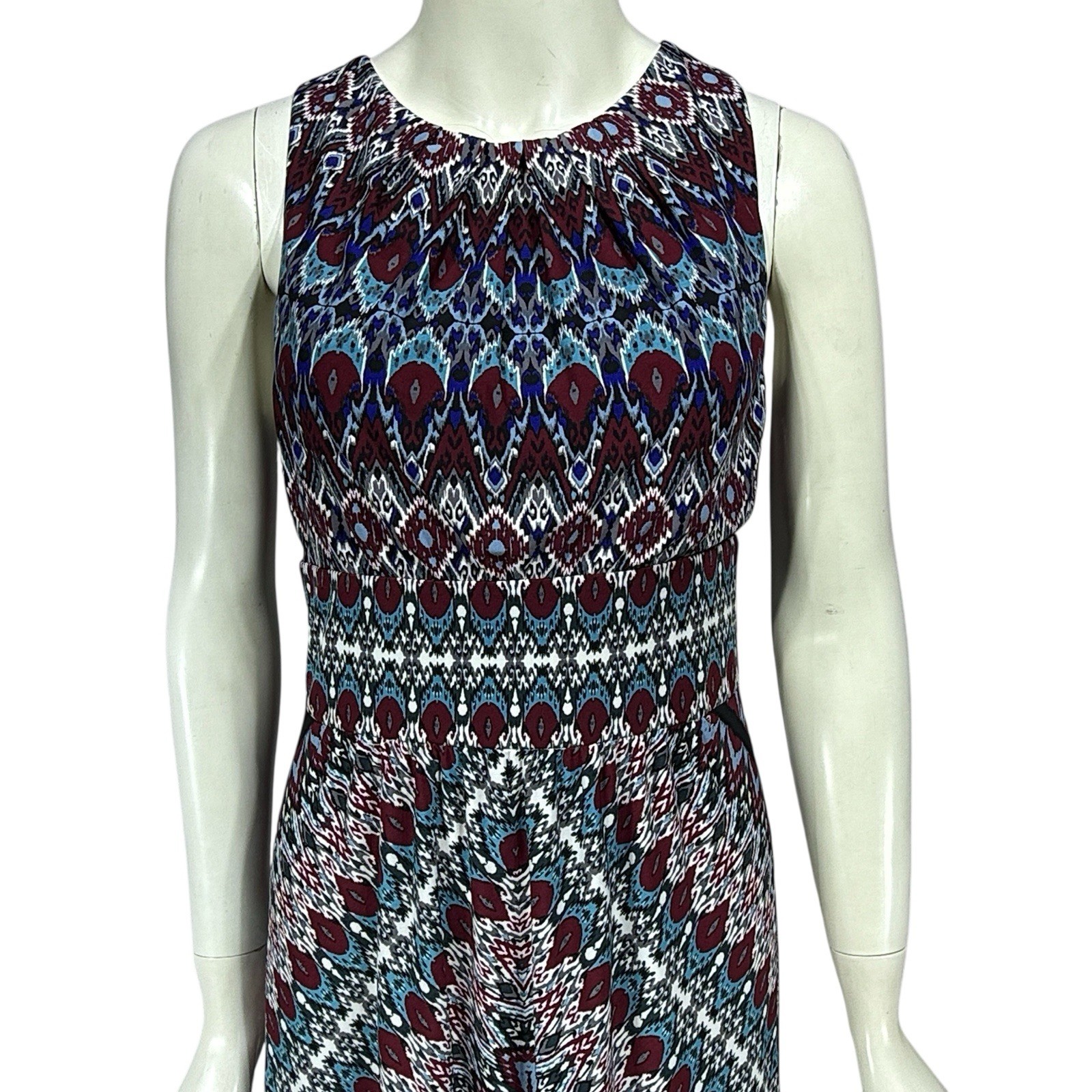 London Times Dress Womens 6 Maxi Mandala Ikat Boho Festival Kaleidoscope Trop