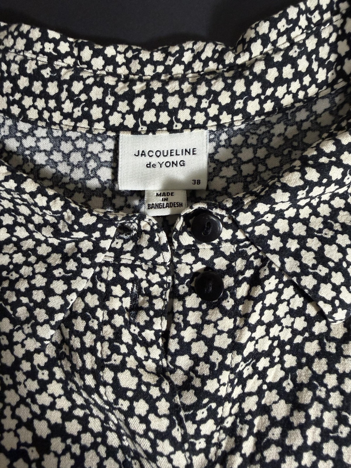 Jacqueline De Yong Dress Womens 8 Black Floral Maxi Shirt Dress Belted Viscose