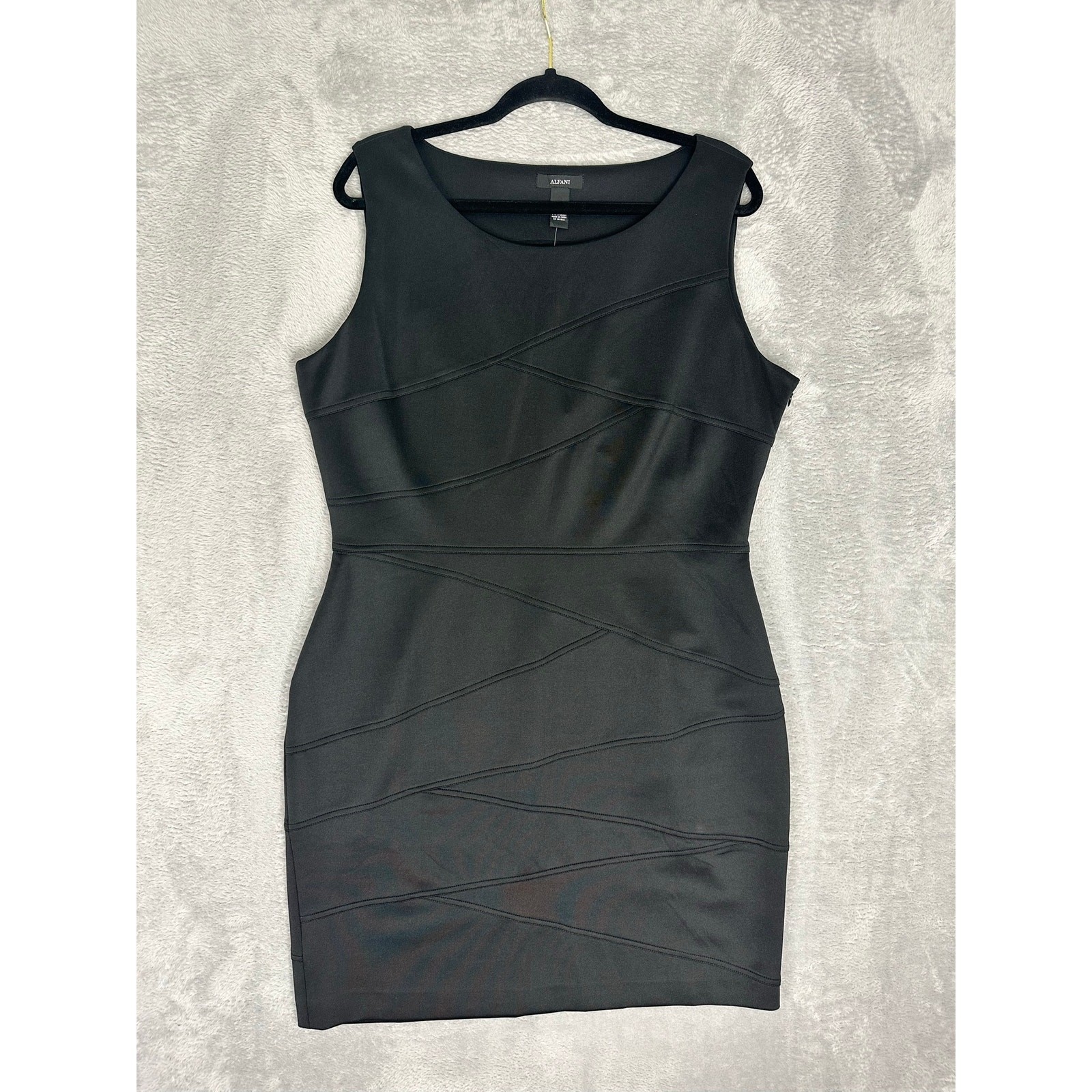 Alfani Black Cocktail Dress LBD Sheath Classic Sleeveless Minimalist NWT 16 Plus