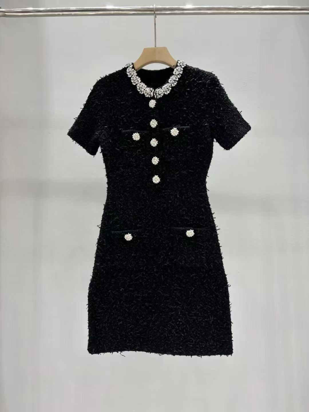 Self-Portrait Diamond-decorated woolen knitted Dresses Women