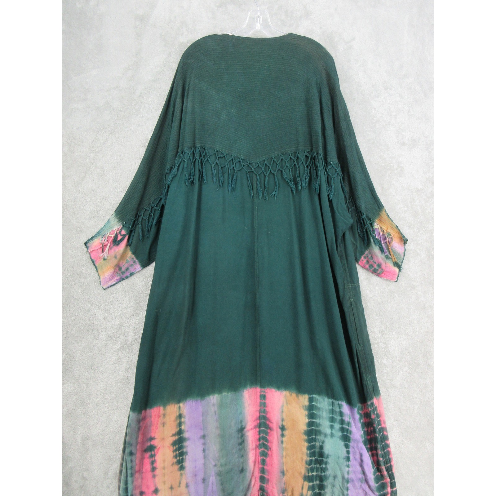 Vintage Raiment Fashions Dress Womens One Size Fringe Tie Dye Lagenlook Artsy