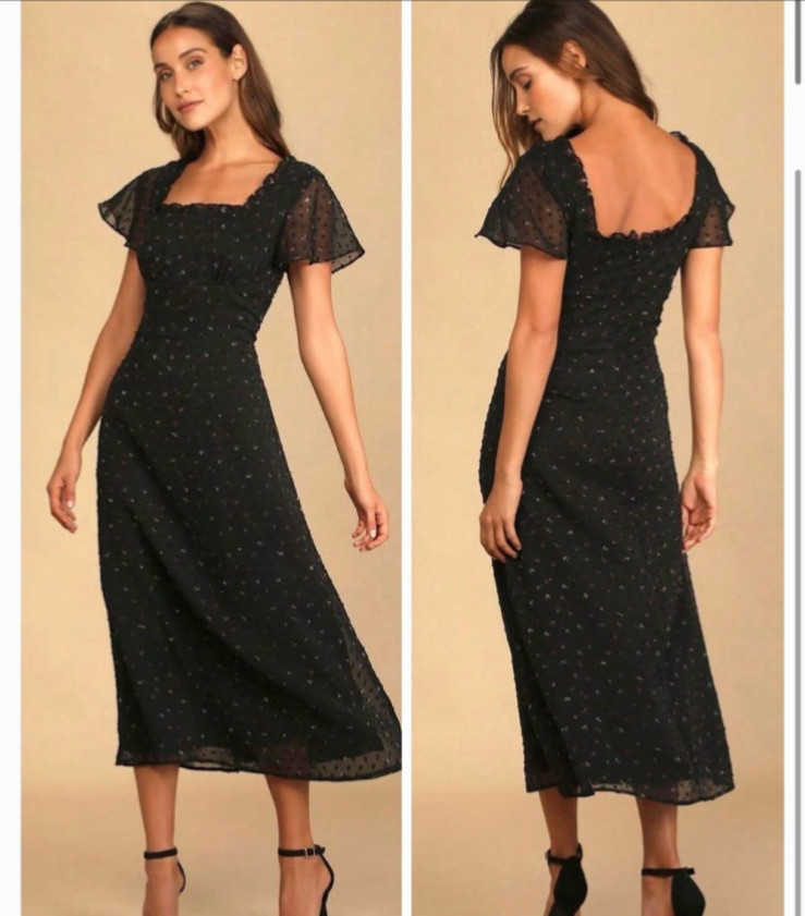 XS Lulus square neck black dress