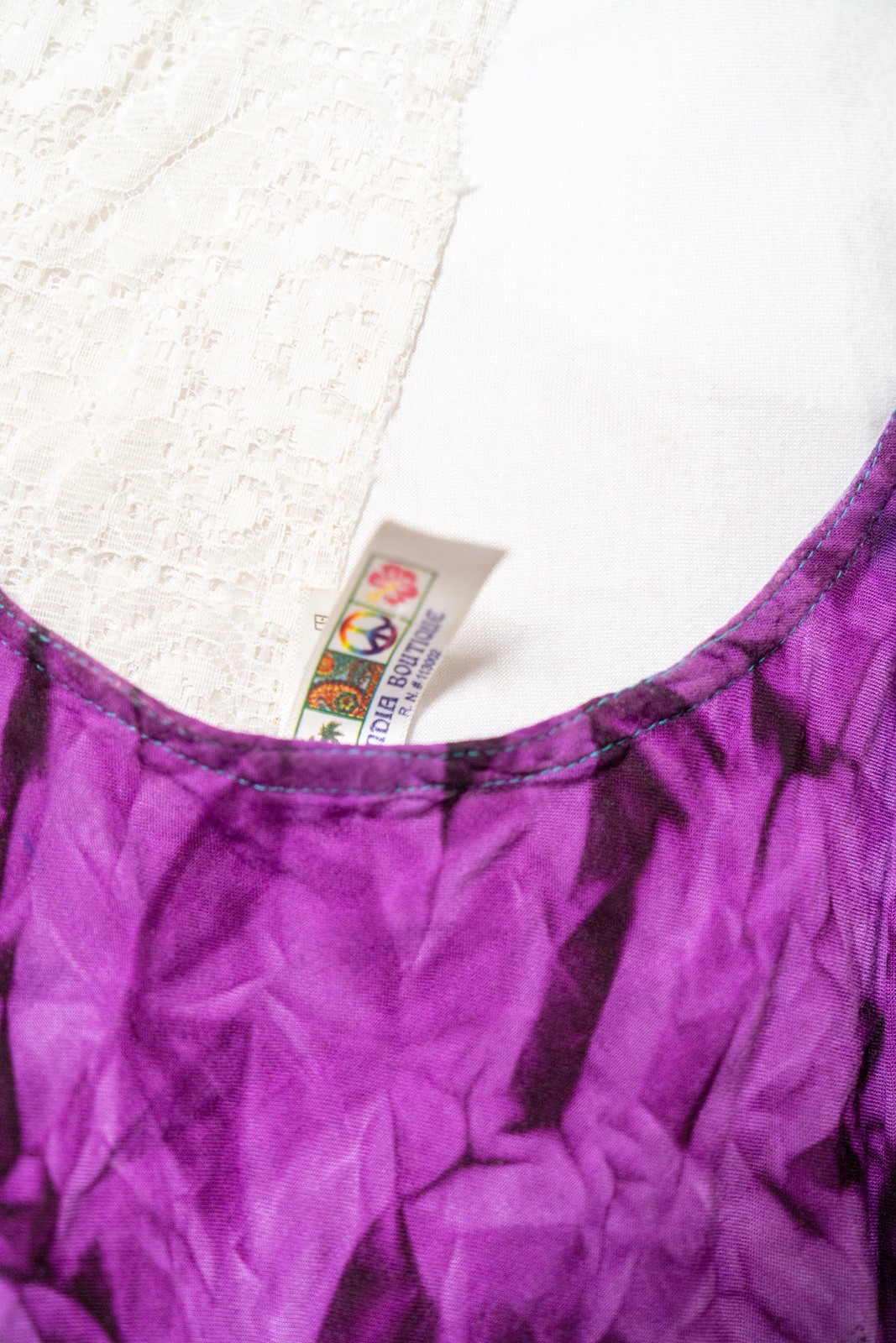 India Boutique Womens One Size Purple Blue Green Tie Dye Cotton Maxi Sundress