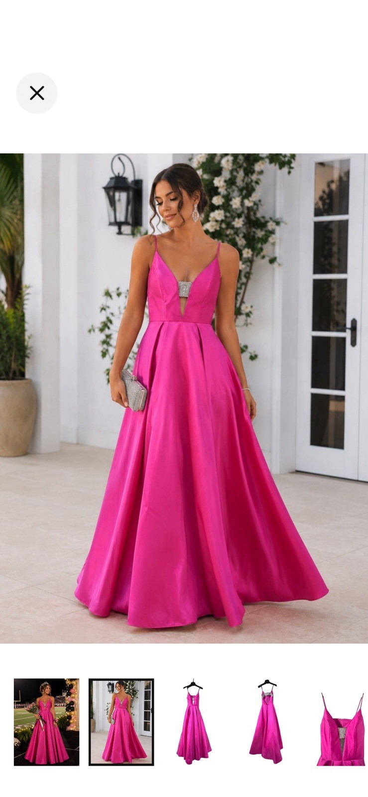Pink by Alexia Designs Hot Pink Spaghetti Strap Ball Gown