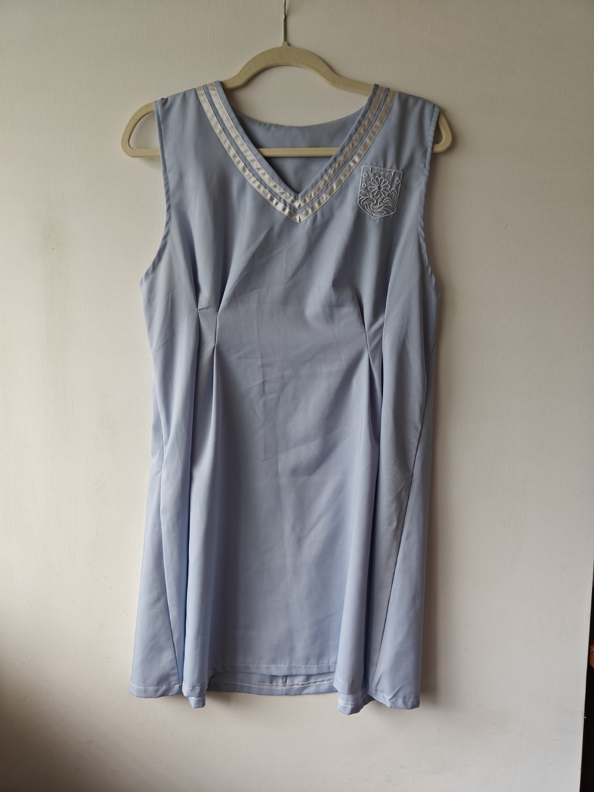 Women’s Light Blue V Neck Sleeveless Mini Dress Embroidered 2XL