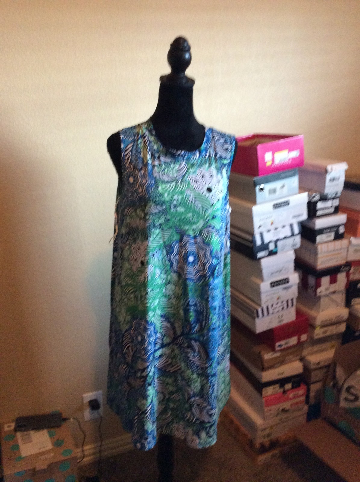 AGB Blue & Green Swing Dress Large