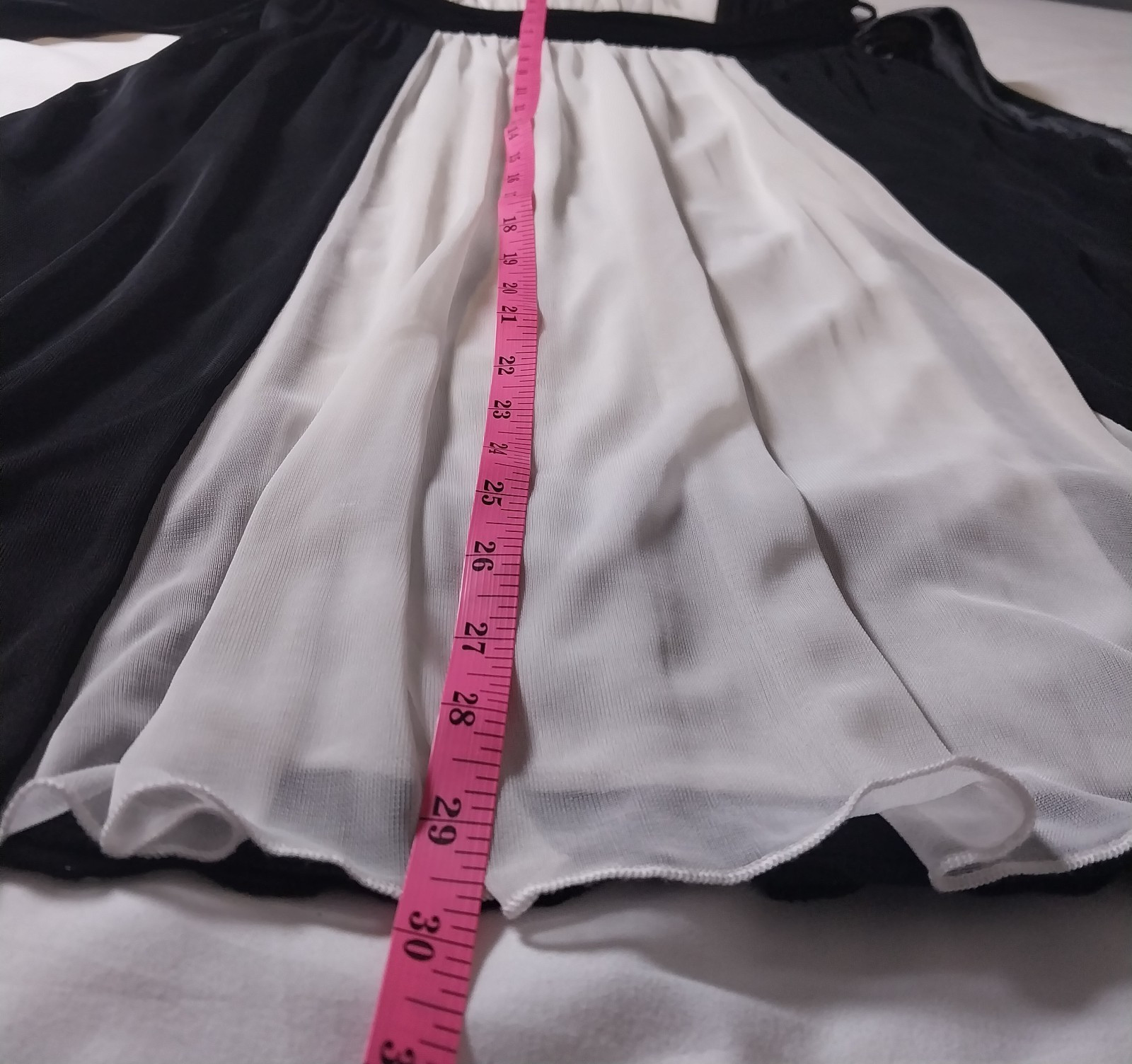 VTG Y2K City Triangles Black Cream Dress Medium Chiffon Babydoll Empire Waist