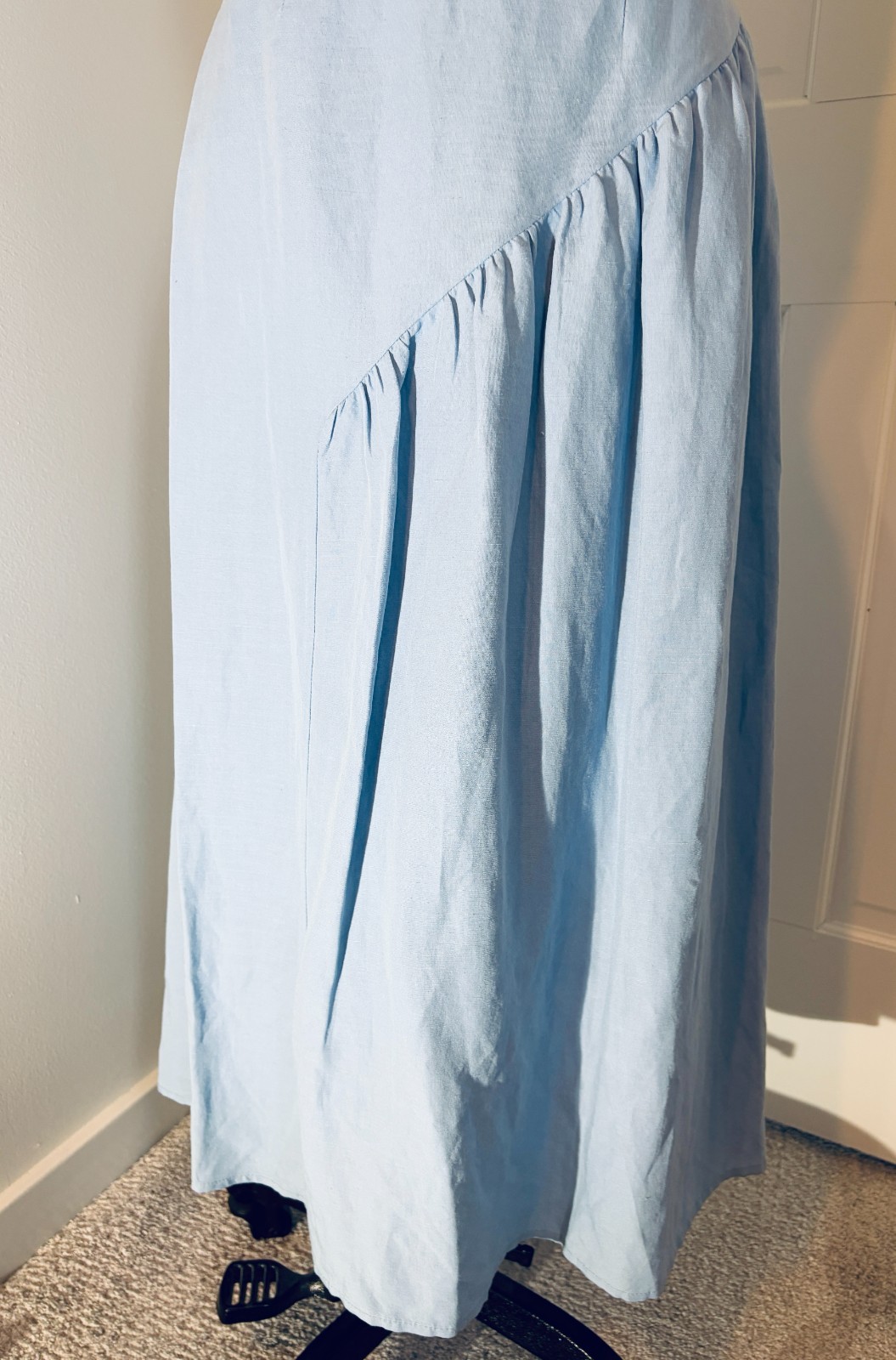 Rejina Pyo Coquette, Cottagecore, Lily light blue Bow-tie sleeve midi dress, 6
