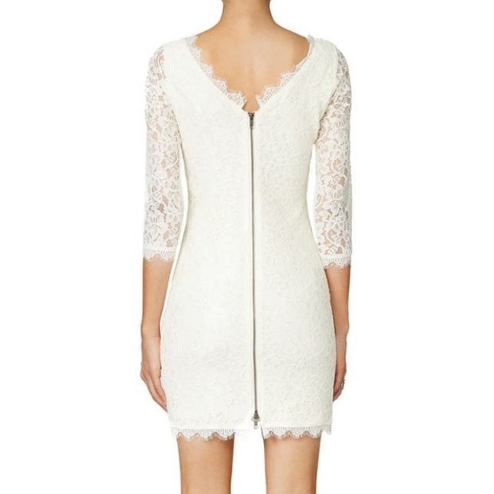 Diane Von Furstenberg Ivory Zarita Lace Mini Cocktail Shift Dress Size 0