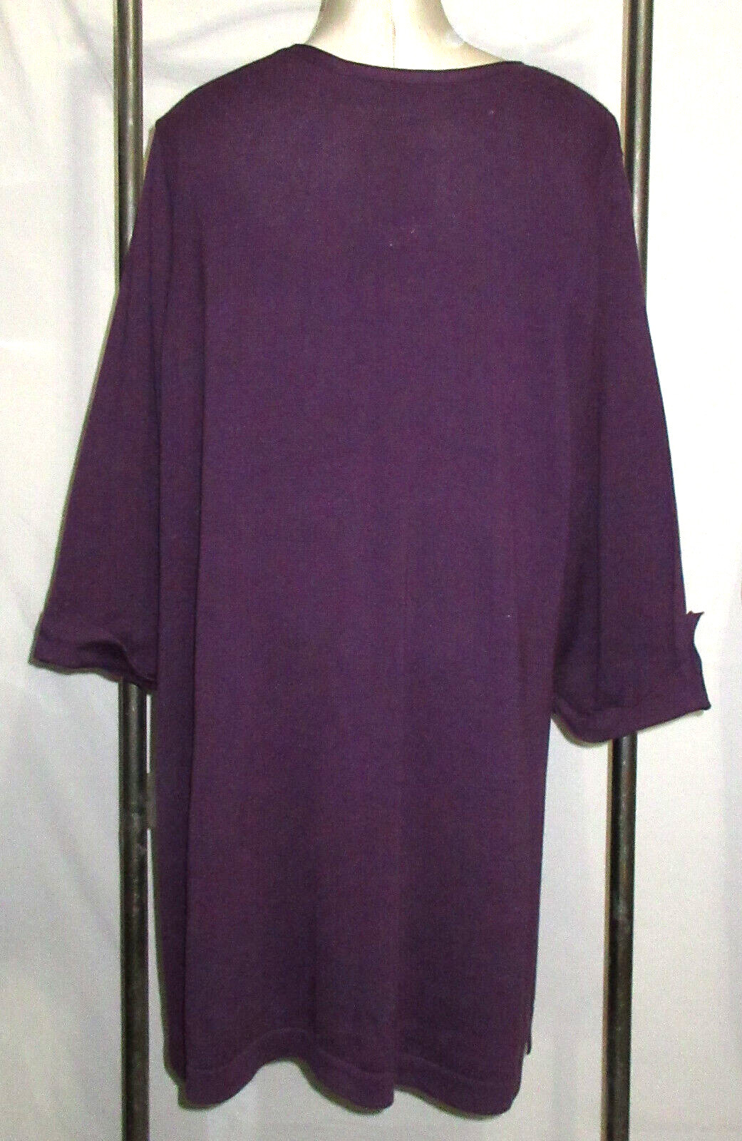 D&Co 2X Sweater Dress or Long Tunic Top Darker Purple 3/4 Slv Pockets Grannycore