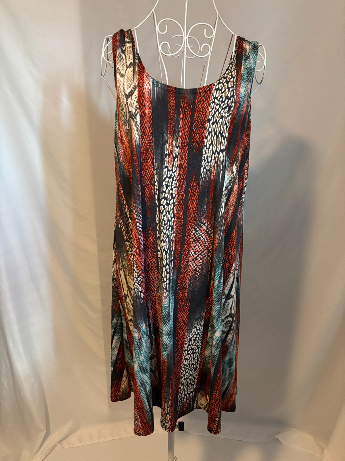 Jostar Women’s Sleeveless Stretch Tank Dress Snake Print Red Black Blue Size L
