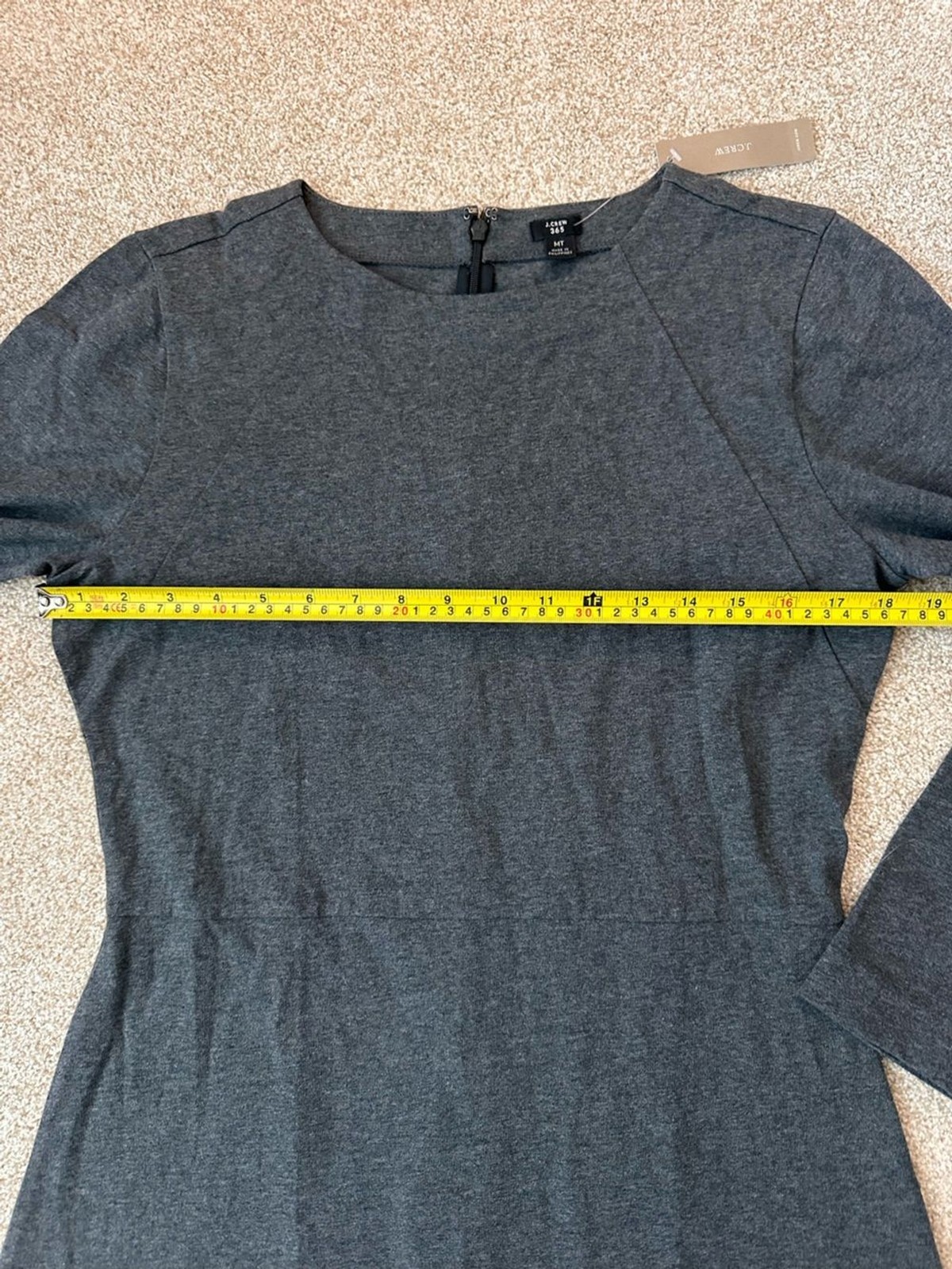 NWT J.Crew 365 100% Cotton Fit & Flare Gray Knit Dress Medium Tall