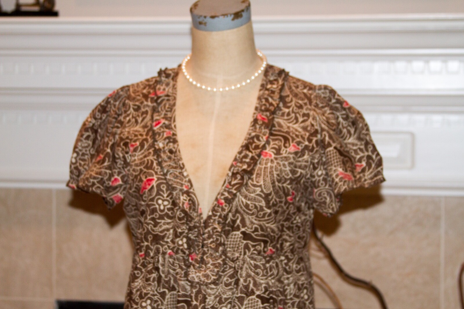 JOIE 100% Cotton Lined Cap Sleeve Dress Size M Brown Tones Dry Clean Only